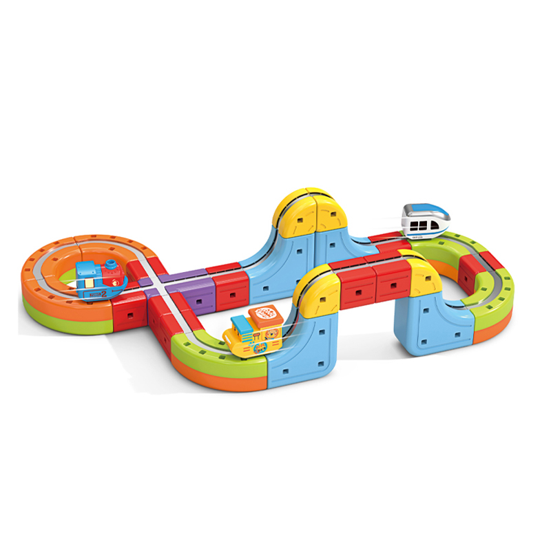 Set tren cu traseu magnetic si circuit 3D - 26 piese