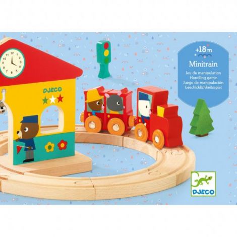 Set Tren din lemn cu sine si statie, Minitrain, Djeco 06389 - poza 2