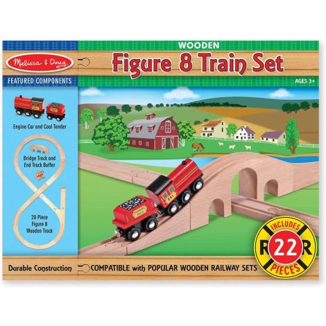 Set Trenulet din lemn cu Circuit 22 piese Melissa&Doug 703 - poza 1