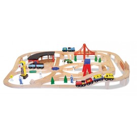 Set Trenulet din lemn cu depou 130 piese, Melissa&Doug - poza 2