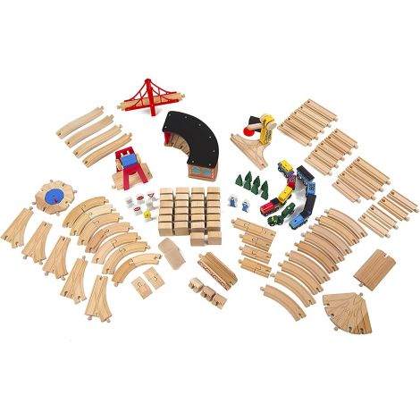 Set Trenulet din lemn cu depou 130 piese, Melissa&Doug - poza 5