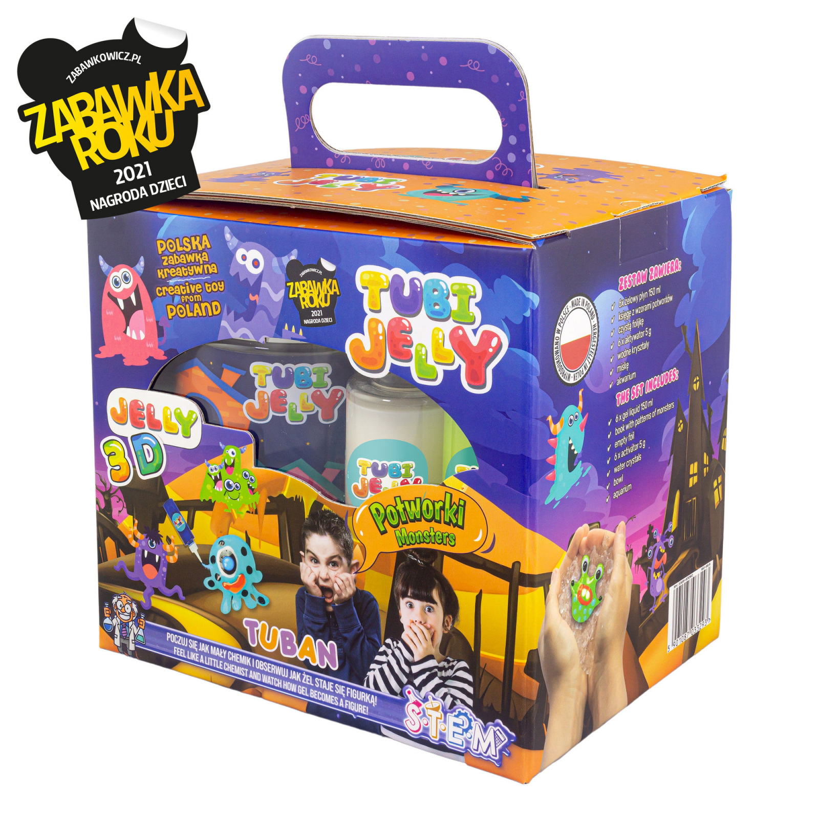 SET TUBI JELLY (gel modelator) cu 6 culori si acvariu mic - MONSTRUI