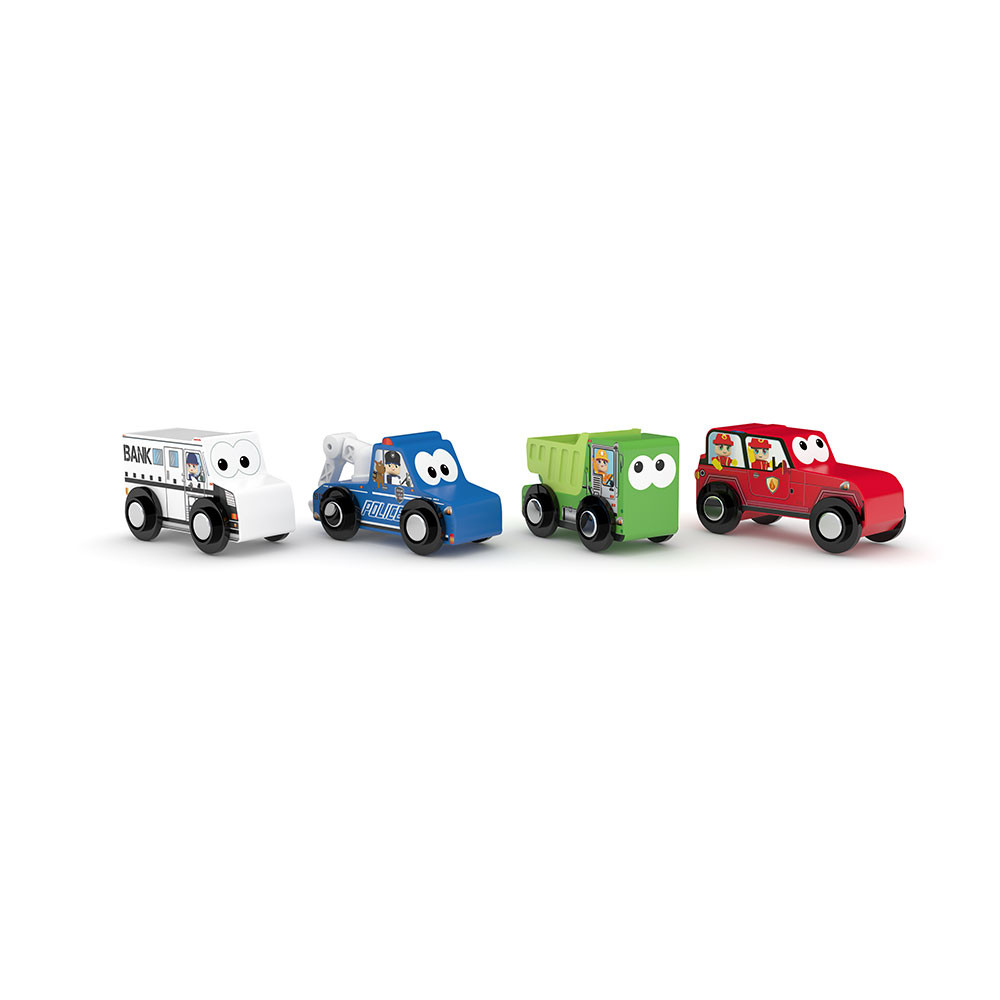 Set vehicule de lemn in tub JAdore City Squad - poza 1