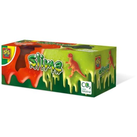 Slime colorat cu dinozaur T-rex de jucarie (2x 120 gr.) - poza 1