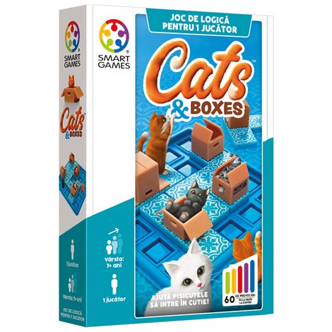Smart Games - Cats and Boxes, , joc de logica cu 60 de provocari, 7+ ani, editie lb. Romana - poza 1