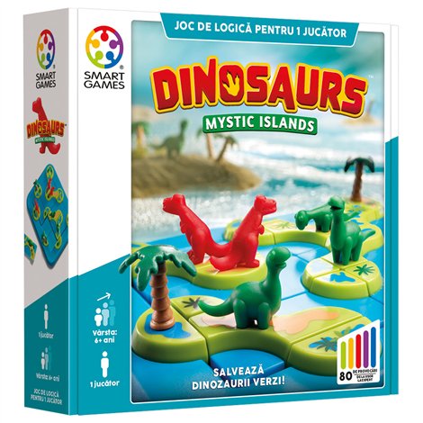 Smart Games - Dinosaurs Mystic Islands, joc de logica cu 80 de provocari, 6+ ani, editie lb. Romana - poza 1