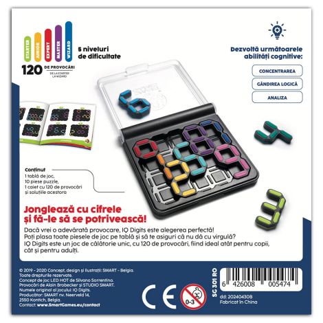 Smart Games - IQ Digits, joc de logica cu 120 de provocari, 7+ ani, editie lb. Romana - poza 5