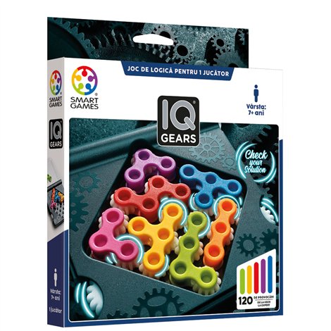 Smart Games - IQ Gears, joc de logica cu 120 de provocari, 7+ ani, editie lb. Romana - poza 1
