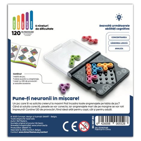 Smart Games - IQ Gears, joc de logica cu 120 de provocari, 7+ ani, editie lb. Romana - poza 3