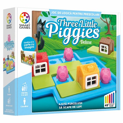 Smart Games - Three Little Piggies - Deluxe, joc de logica cu 48 de provocari, 3+ ani, editie lb. Romana - poza 1
