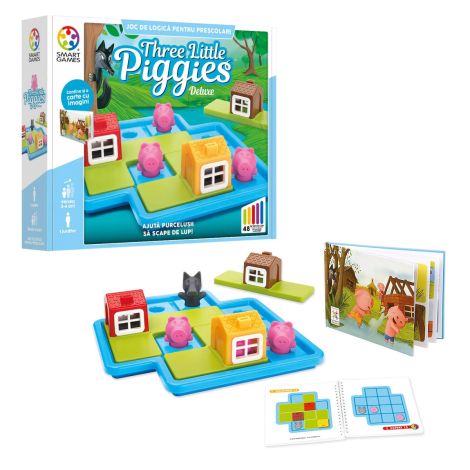 Smart Games - Three Little Piggies - Deluxe, joc de logica cu 48 de provocari, 3+ ani, editie lb. Romana - poza 2