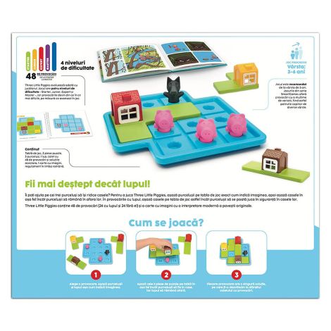 Smart Games - Three Little Piggies - Deluxe, joc de logica cu 48 de provocari, 3+ ani, editie lb. Romana - poza 5
