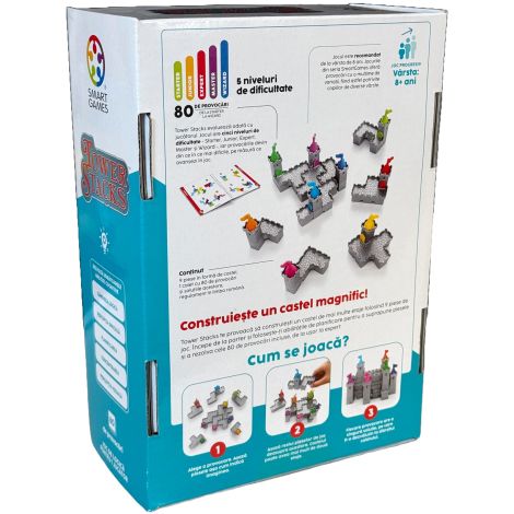 Smart Games - Tower Stacks, joc de logica cu 80 de provocari, 8+ ani, editie lb. Romana - poza 2