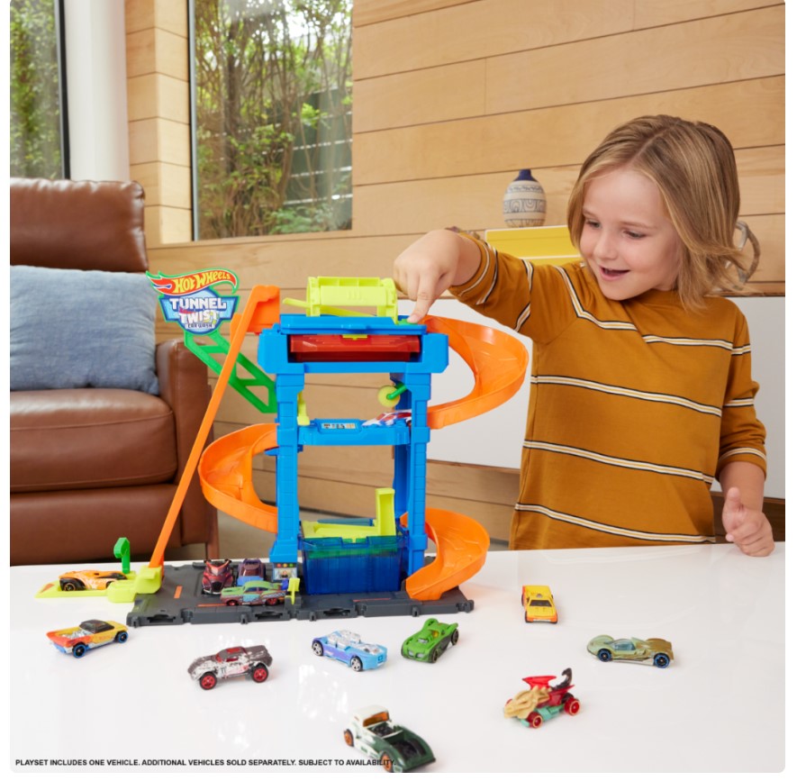 Spalatoria Hot Wheels Color Shifters Tunnel Twist cu 1 masinuta - poza 5