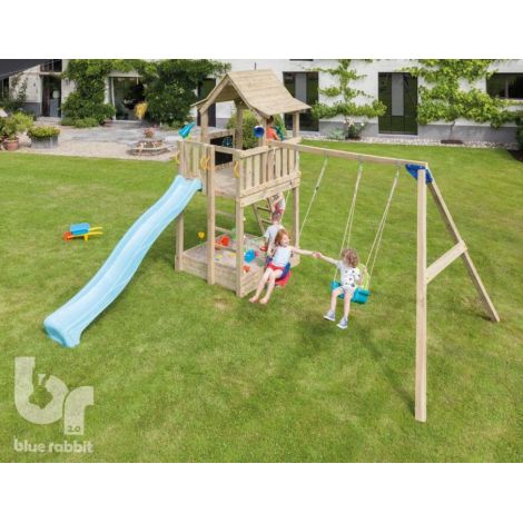 Spatiu De Joaca Blue Rabbit Pagoda cu tobogan si Swing Modul - poza 1