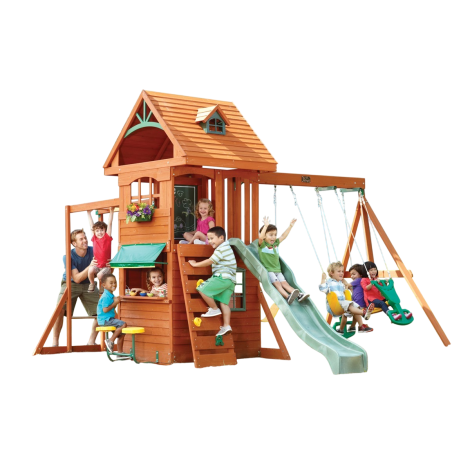 Spatiu de joaca din lemn de cedru KidKraft Ridgeview Deluxe Clubhouse, complet echipat, pentru 9 copii