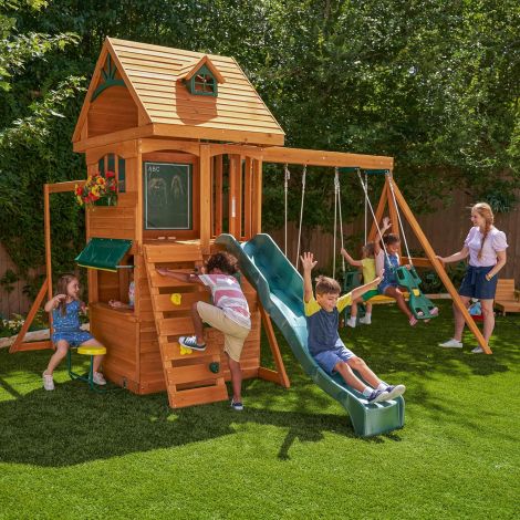 Spatiu de joaca din lemn de cedru KidKraft Ridgeview Deluxe Clubhouse, complet echipat, pentru 9 copii - poza 2