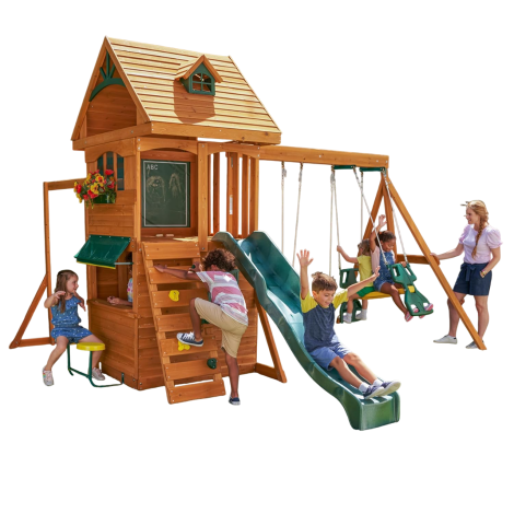 Spatiu de joaca din lemn de cedru KidKraft Ridgeview Deluxe Clubhouse, complet echipat, pentru 9 copii - poza 3