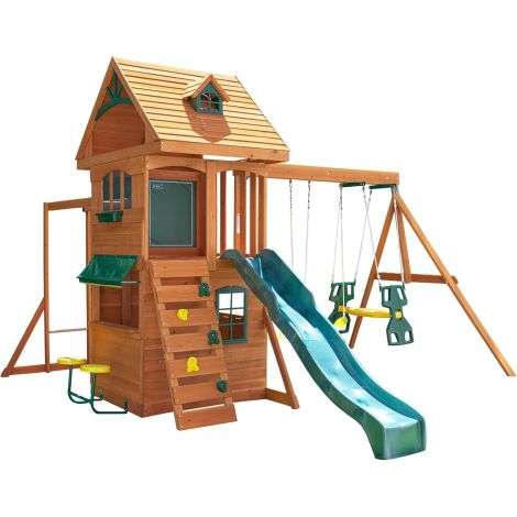 Spatiu de joaca din lemn de cedru KidKraft Ridgeview Deluxe Clubhouse, complet echipat, pentru 9 copii - poza 5