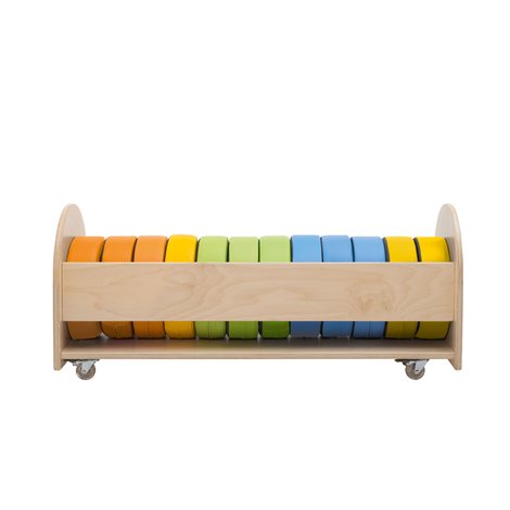 Stand mobil cu 12 pufuri rotunde din spuma, 105 x 40 x 47 cmm, cresa si gradinita - poza 1