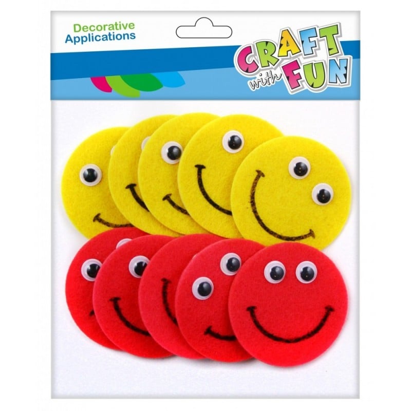 Sticker cu banda autoadeziva pentru activitati craft Fete zambitoare,fetru,10 bucati set