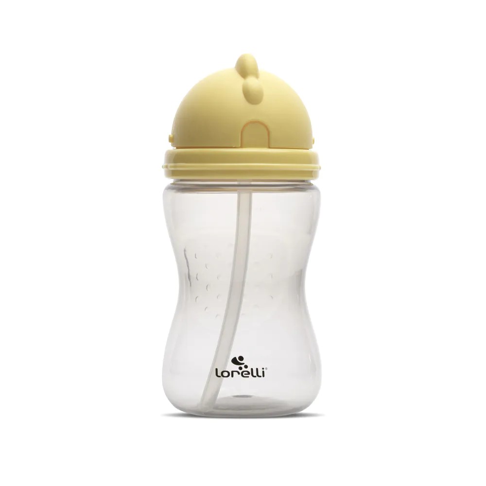 Sticla copii cu pai Lorelli Baby Care Galben, Gri