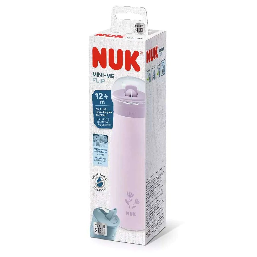 Sticla sport din otel inoxidabil 2 in 1 Nuk Mini Me 500 ml 12 luni + Mov - poza 3