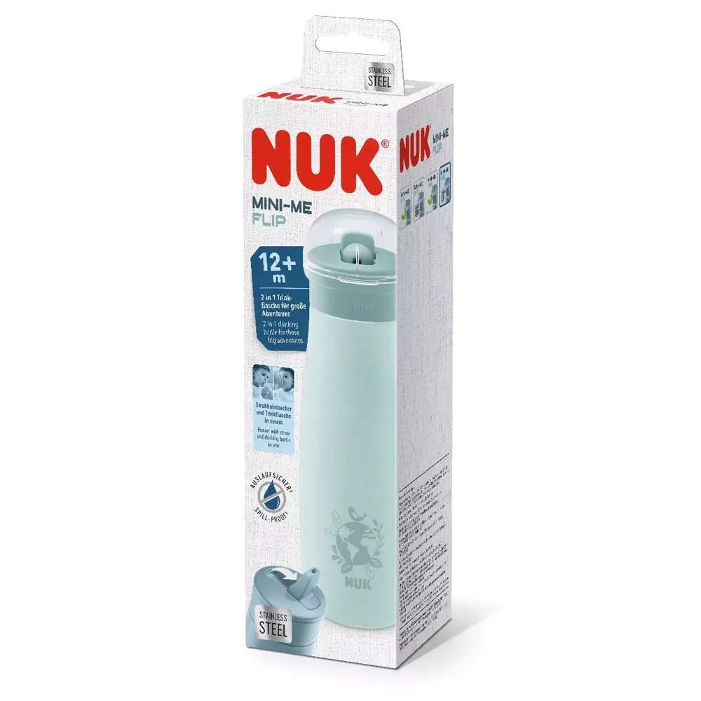 Sticla sport din otel inoxidabil 2 in 1 Nuk Mini Me 500 ml 12 luni + Verde - poza 3