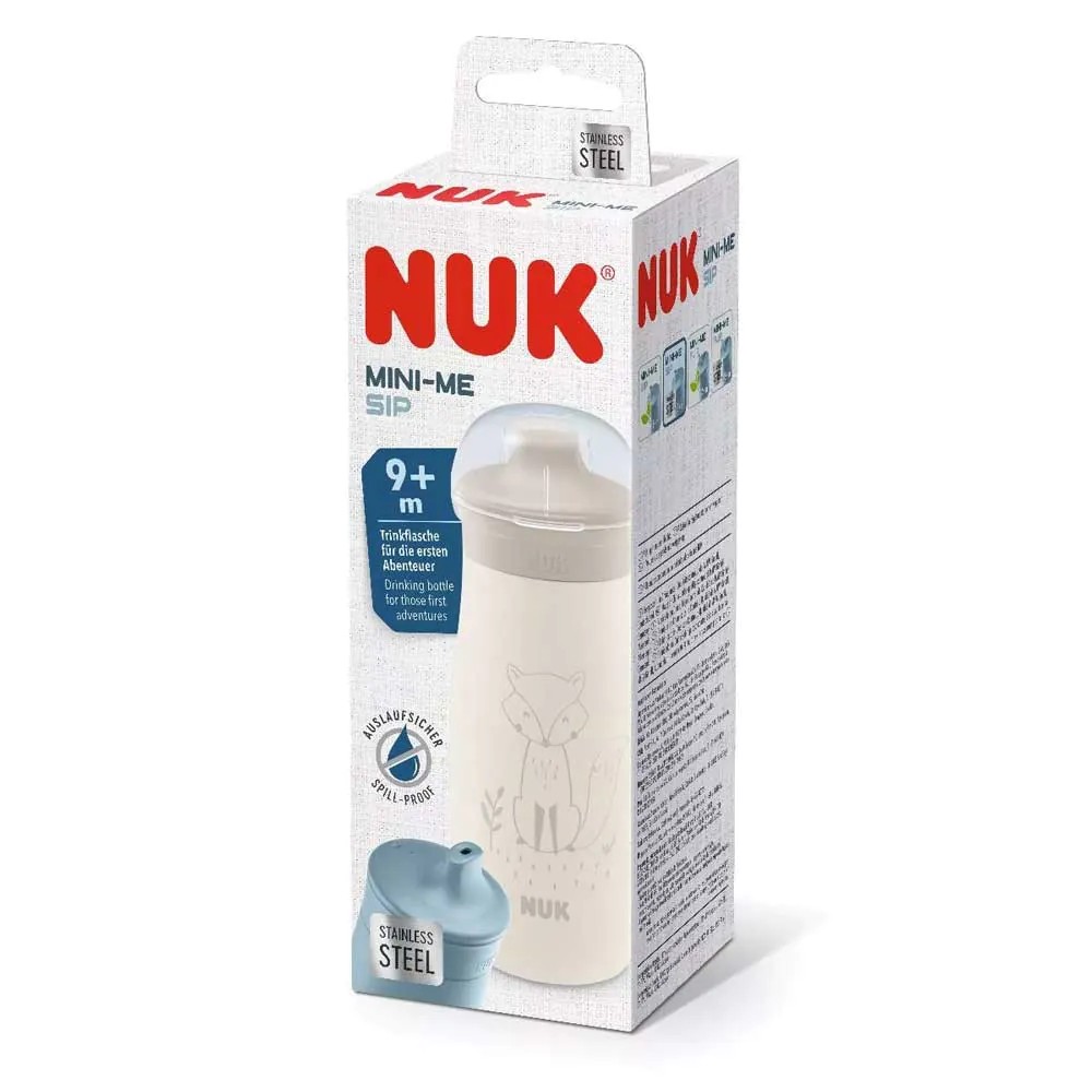 Sticla sport din otel inoxidabil Nuk Mini Me 300 ml 9 luni + Bej - poza 3