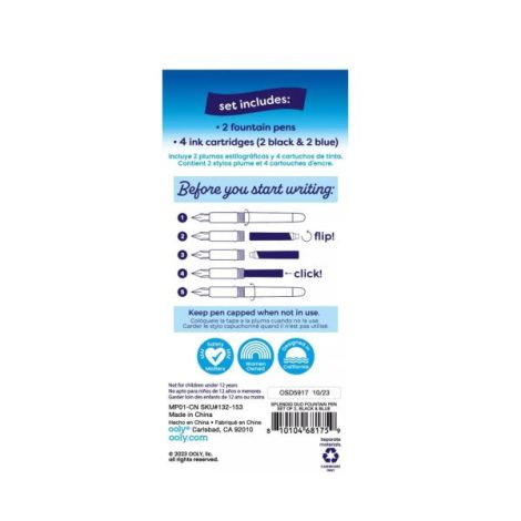 Stilouri Splendid Duo - set de 2 stilouri cu 4 rezerve de cerneala albastra si neagra - poza 5