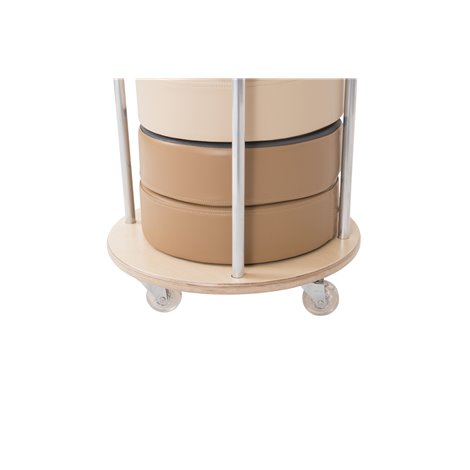 Suport mobil pentru 12 pufuri din spuma Nature, 38 cm diam, 114 cm inaltime, cresa si gradinita - poza 2