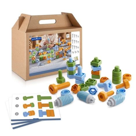 Suruburi si piulite, set de activitati cu 84 piese, Guidecraft - poza 1