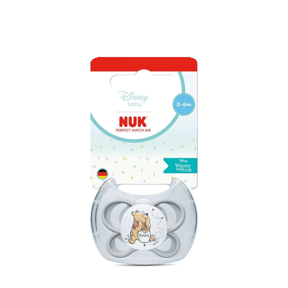 Suzeta NUK Perfect Match Air Silicon Cutie Depozitare Winnie Gri 0-6 luni - poza 2