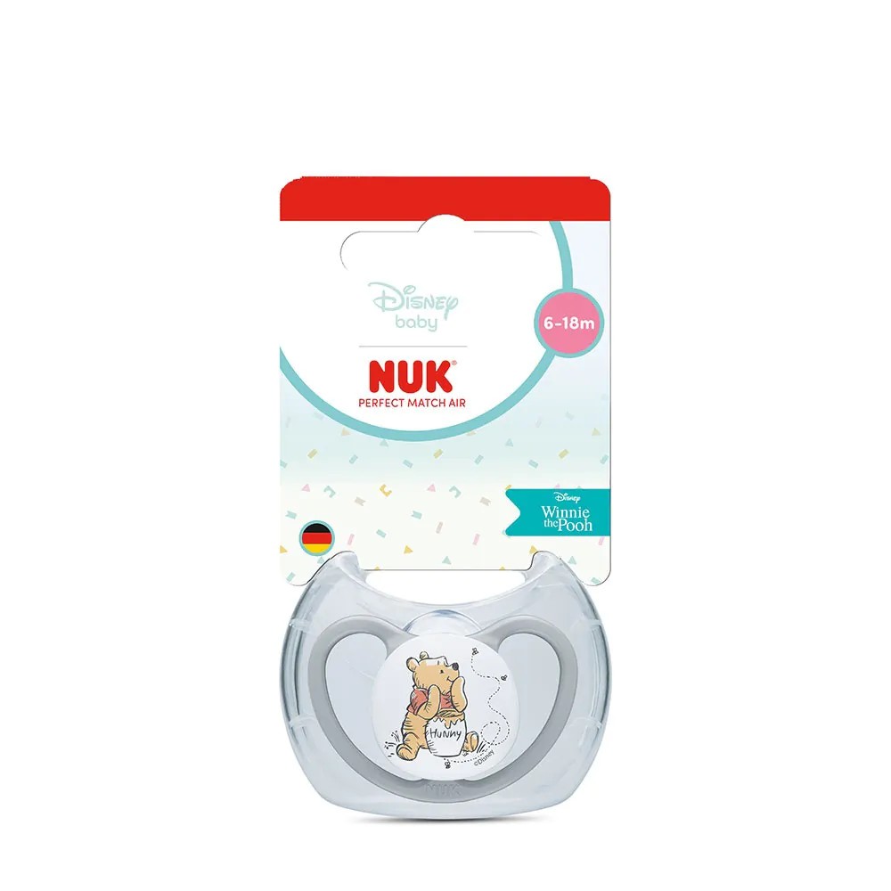 Suzeta NUK Perfect Match Air Silicon Cutie Depozitare Winnie Gri 6-18 luni - poza 2