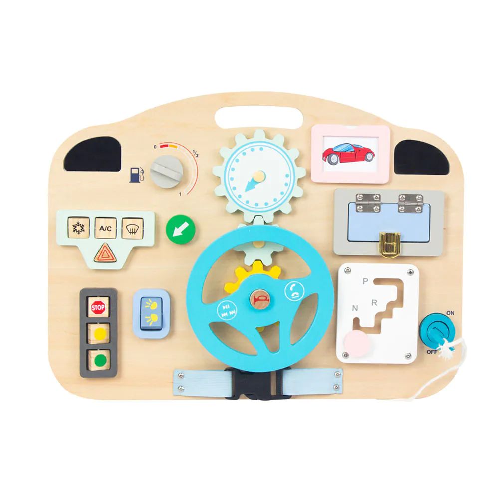 Tabla de activitati din lemn Montessori Busy Board Car - poza 1