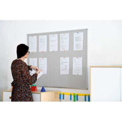 Tabla de pluta 90x120 cm, gri cu rama din aluminiu, avizier scoala, gradinita, birou - poza 4