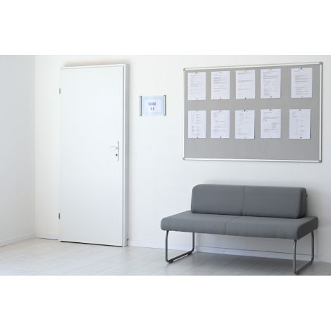 Tabla de pluta 90x120 cm, gri cu rama din lemn, avizier scoala, gradinita, birou - poza 5
