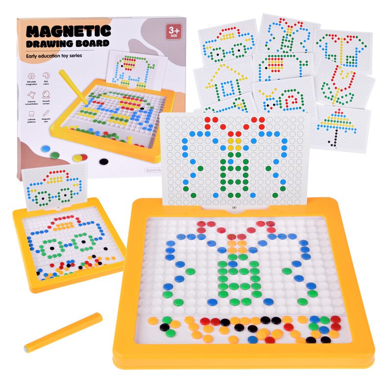 Tabla magnetica educationala cu pini pentru aranjare, Multicolor