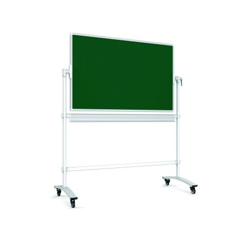 Tabla scolara mobila cu 2 fete, alb-verde, magnetica, pentru markere si creta, 120 x 90 cm - poza 2