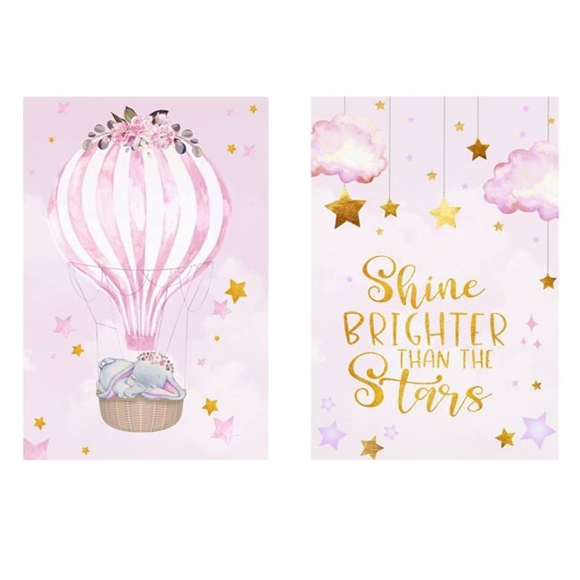 Tablou canvas pentru perete,imprimeu elefant,roz-set 2 bucati