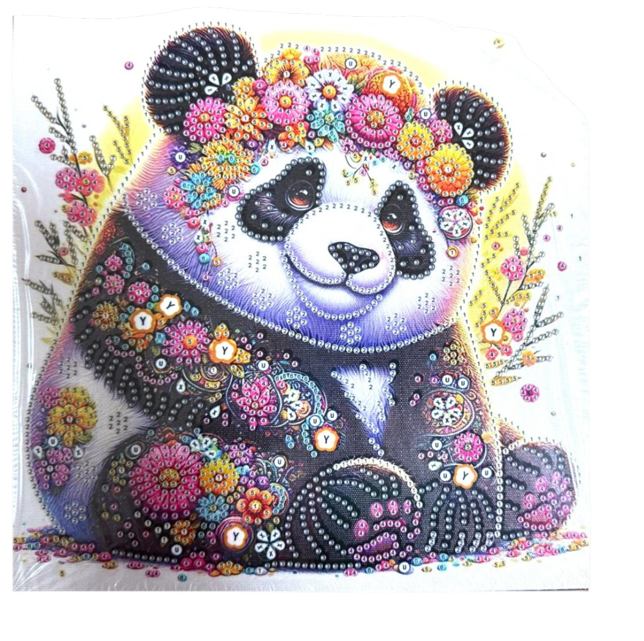 Tablou YY120, Ursuletul panda, cu Diamante, cu Umplere partiala, cu rama, 25x25 cm