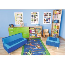 Taburet patrat Premium – Albastru - poza 2