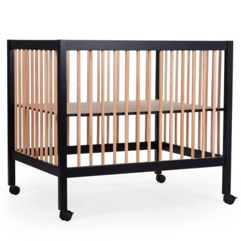 Tarc Childhome 97 cu roti 75x95 cm MDF Natural Negru - poza 1