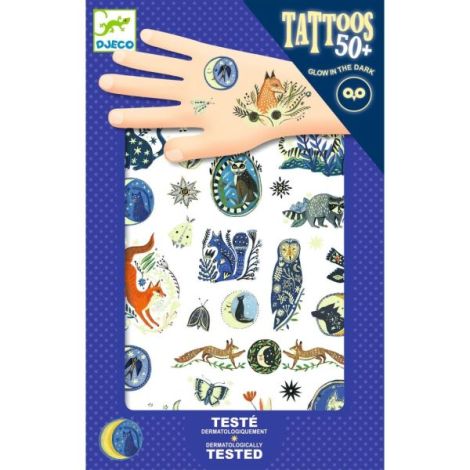 Tatuaje temporare fosforescente Animale nocturne, Djeco - poza 1