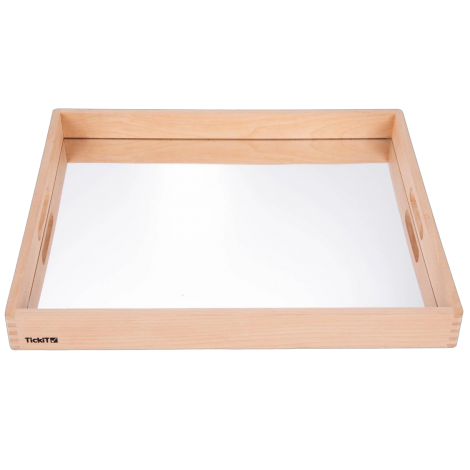 Tava mare din lemn cu oglinda acrilica, 500 x 435 x 50 mm, pentru activitati senzoriale - poza 1