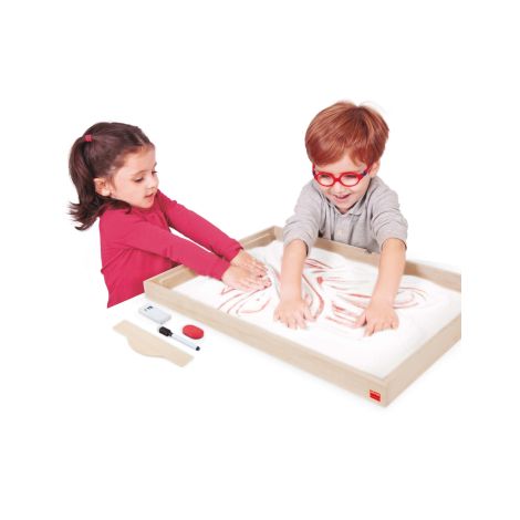 Tava multi-senzoriala mare Montessori pentru terapie, desen si prescriere, nisip inclus - poza 1