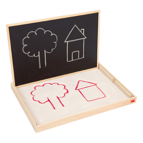 Tava multi-senzoriala mare Montessori pentru terapie, desen si prescriere, nisip inclus - poza 2