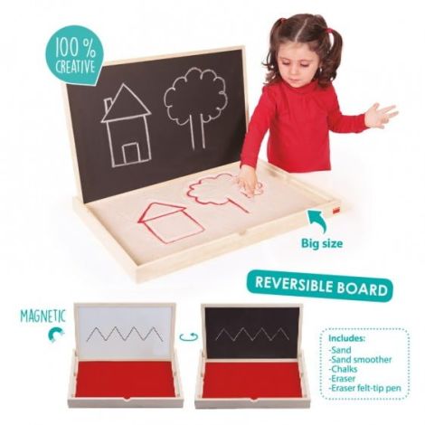 Tava multi-senzoriala mare Montessori pentru terapie, desen si prescriere, nisip inclus - poza 3