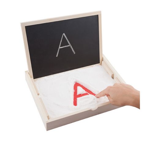 Tava multi-senzoriala mica Montessori pentru terapie, desen si prescriere, nisip inclus - poza 2
