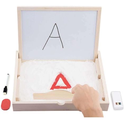 Tava multi-senzoriala mica Montessori pentru terapie, desen si prescriere, nisip inclus - poza 3